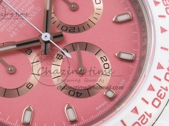 MiroTime 1231 TopPick Daytona AET White Solid Ceramic Case and Bracelet Pink Dial ZF 1:1 Best Edition SH 1650